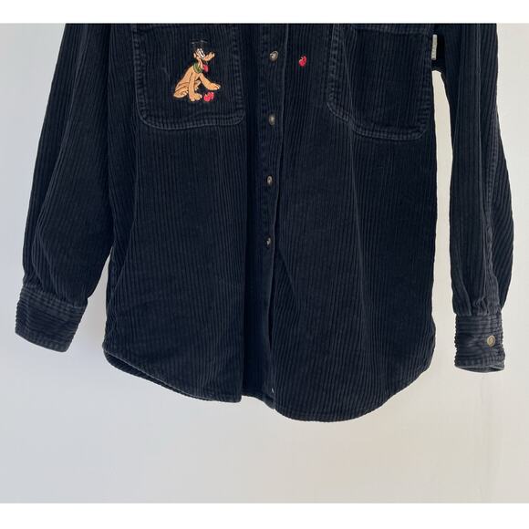 Vintage 90's Mickey Unlimited Black Wale Cord Shirt / Sz S / Embroidery Disney - Picture 3 of 9